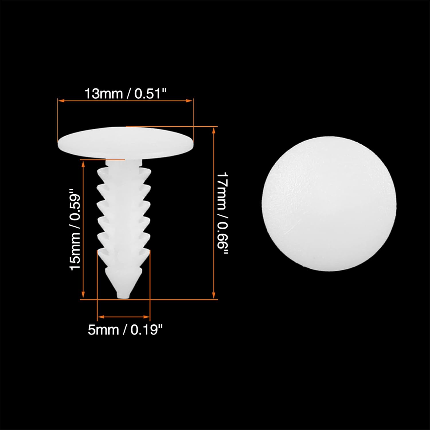 X AUTOHAUX 40 Pcs 4.5mm Hole Dia Plastic Bolt Rivets Fasteners Rivets Trim Panel Retainer Clips White for Car